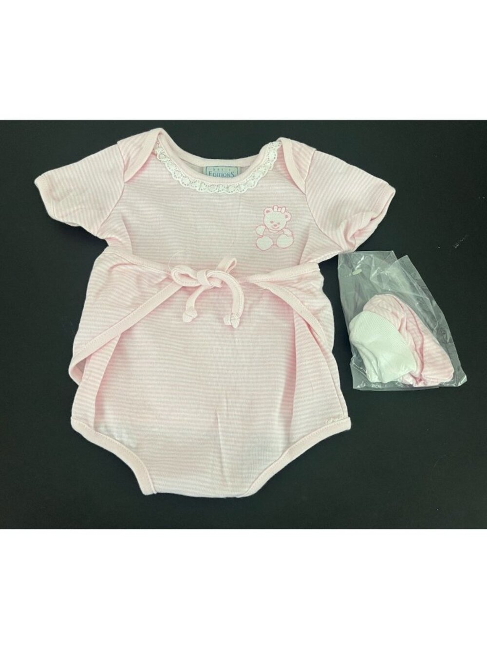 Vintage Basic Editions Baby Girl 3-6 months Pink Stripe Romper One Piece NWT